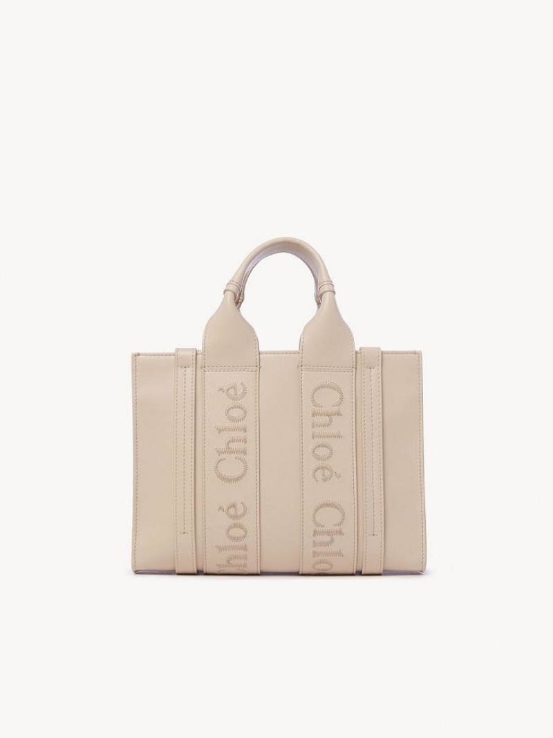 Cement Pink Chloe Small Woody Tote Bags | CHE-SR13374