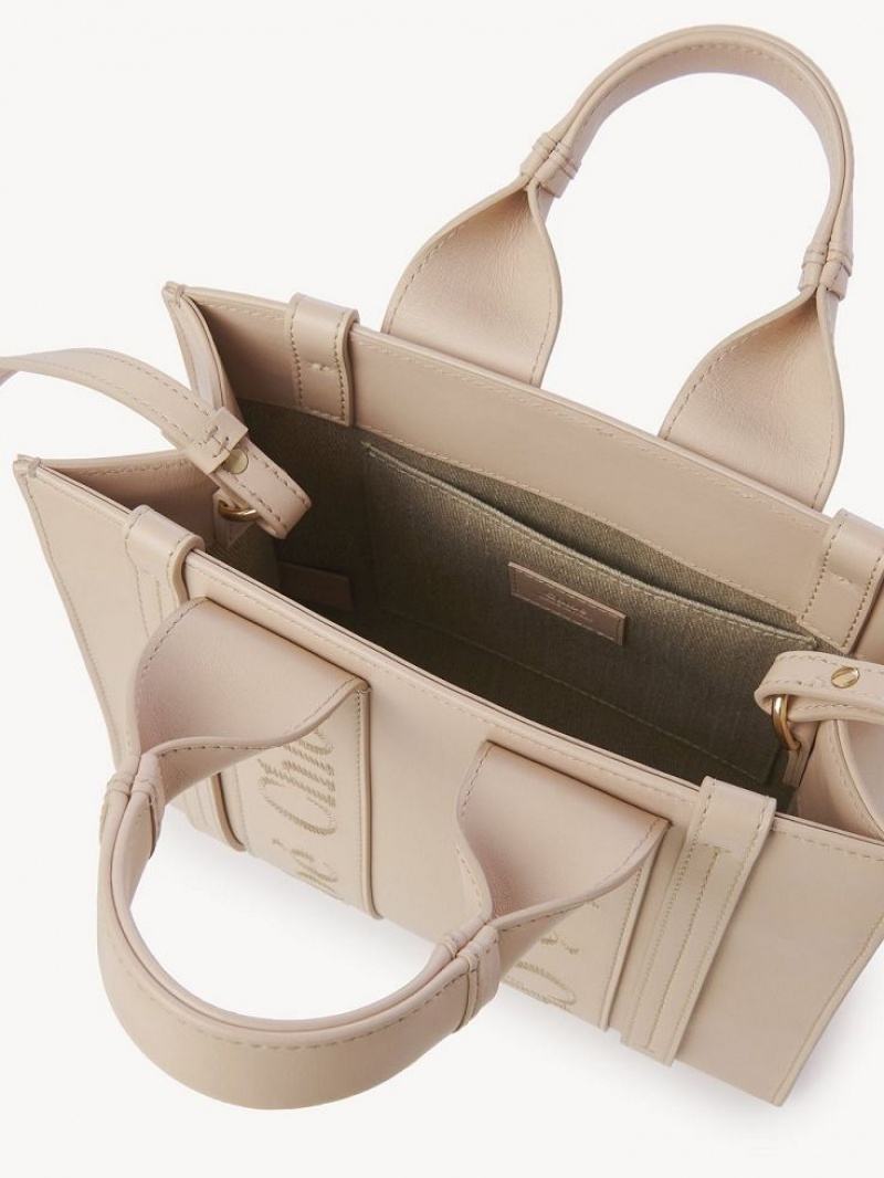 Cement Pink Chloe Small Woody Tote Bags | CHE-SR13374