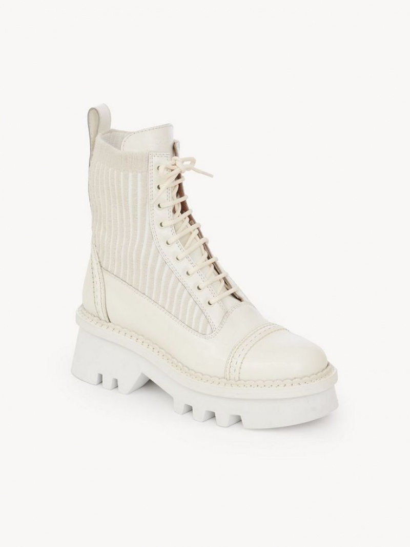 Cloudy White Chloe Owena Ankle Boots | CHE-SR14214