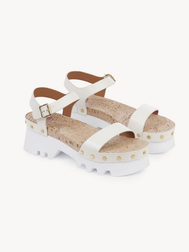 Cloudy White Chloe Owena Platform Sandals | CHE-SR14162