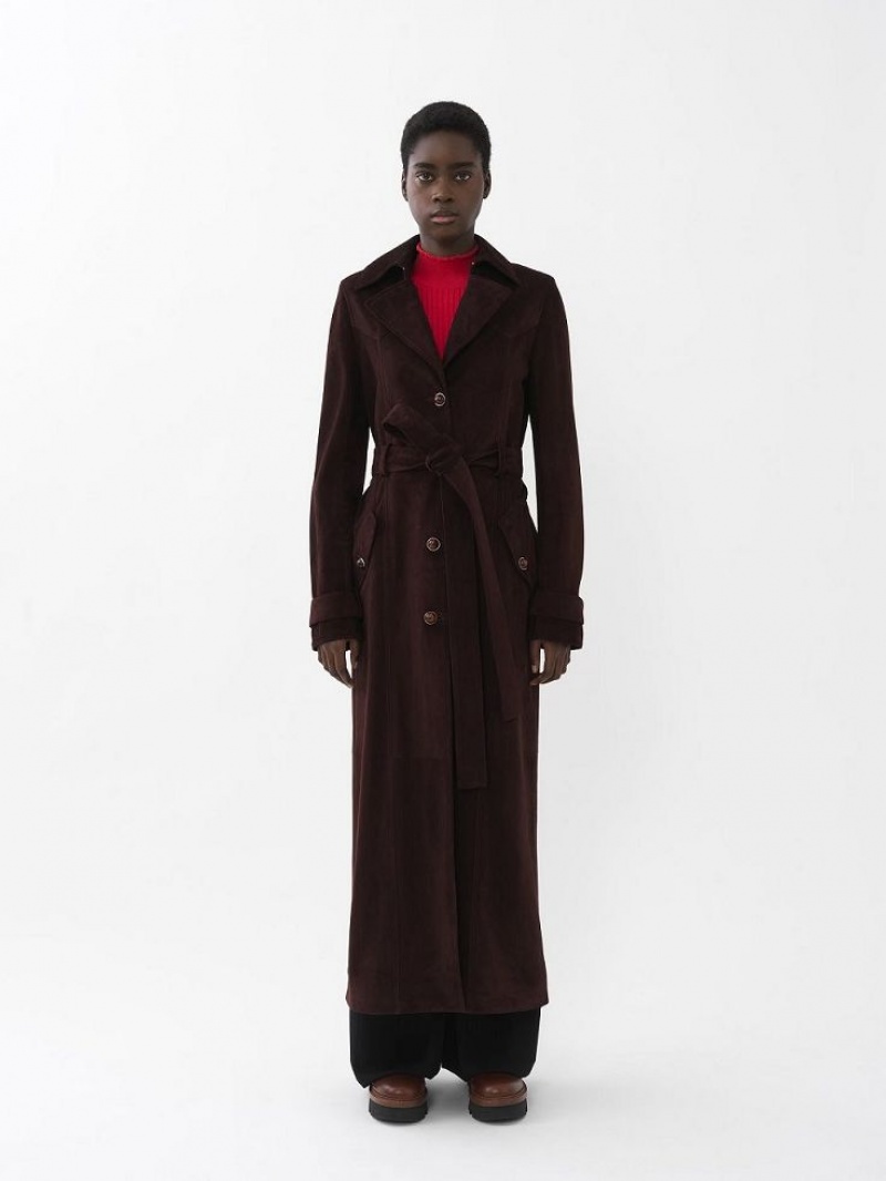 DARKENED BROWN Chloe Long Trench Coats | CHE-SR13802