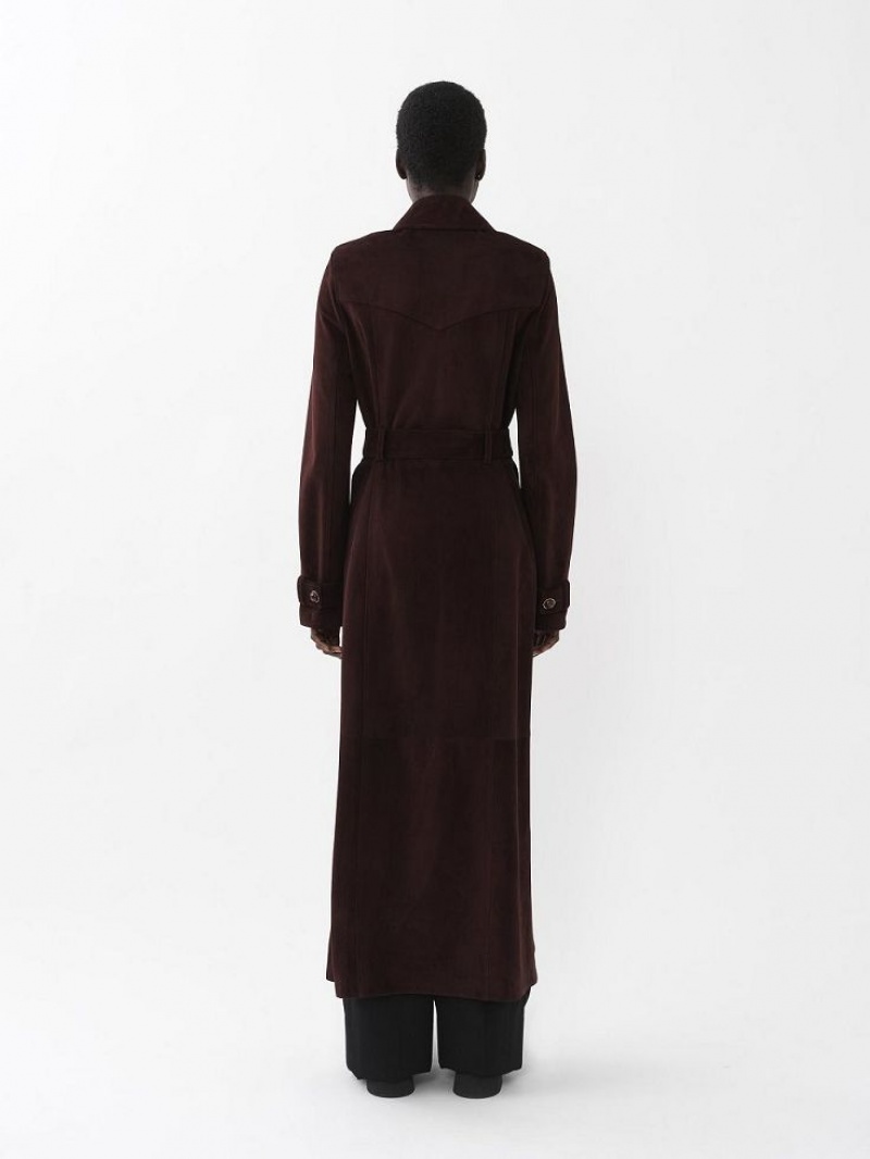 DARKENED BROWN Chloe Long Trench Coats | CHE-SR13802