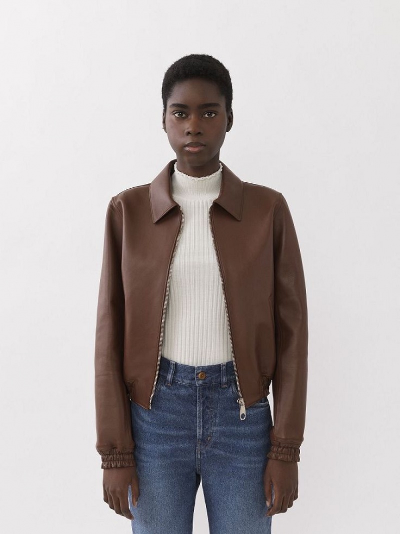 DARK CHESNUT Chloe Short Blouson Jackets | CHE-SR13797