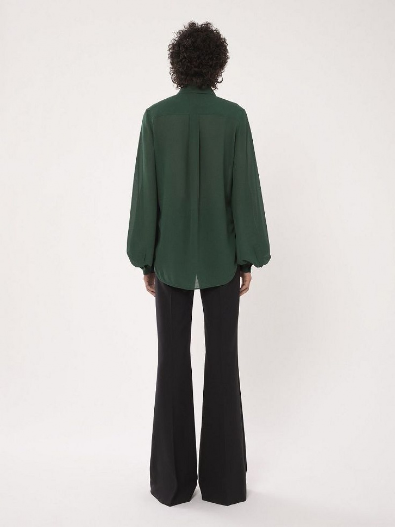 DARK PINE Chloe Gathered-sleeve Blouses | CHE-SR13913