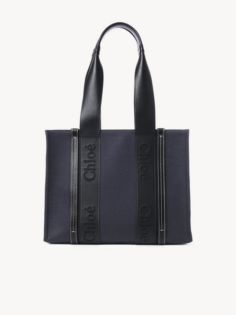 DEEP DENIM Chloe Medium Woody Tote Bags | CHE-SR13391