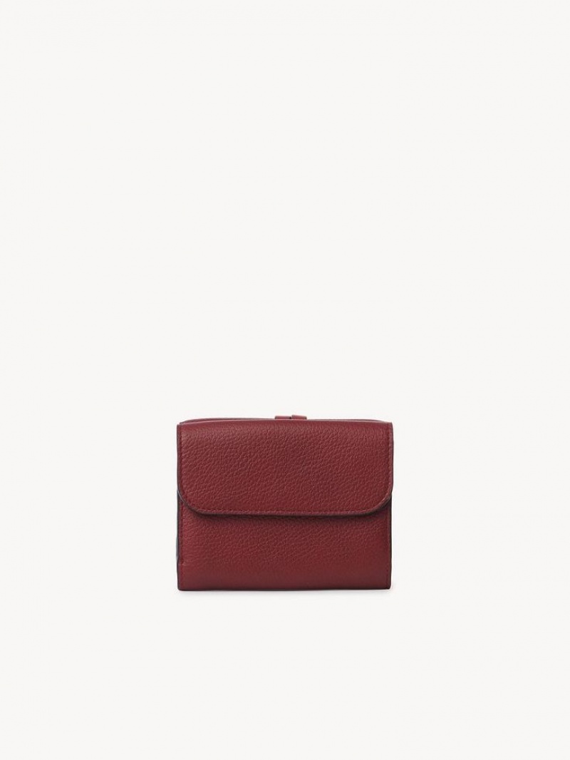 Deep Claret Chloe Alphabet Small Tri-fold Compact Wallets | CHE-SR14289