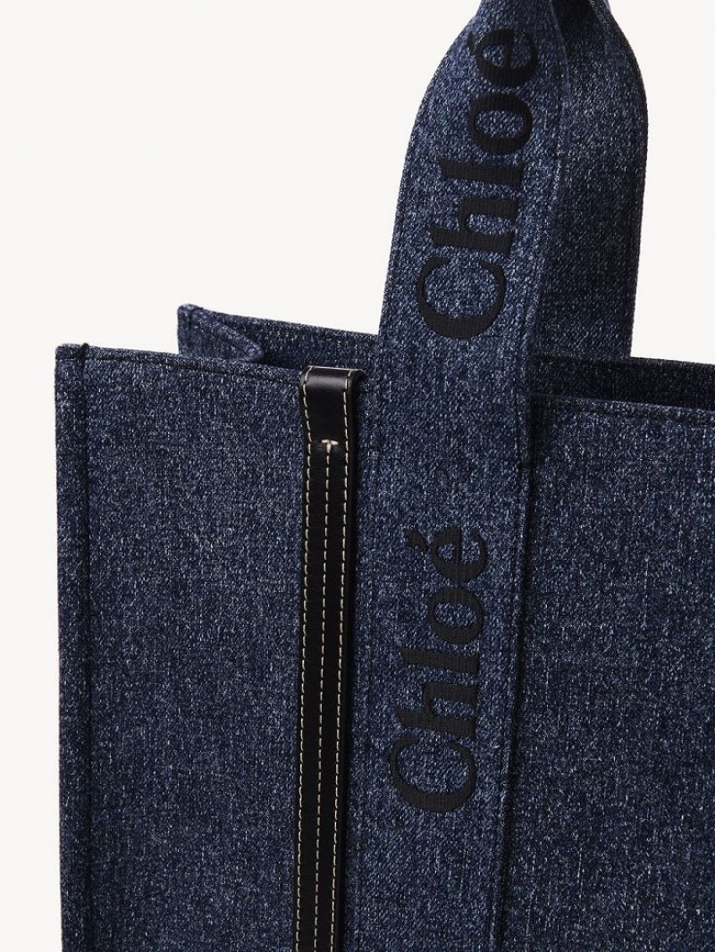 Denim Chloe Large Woody Tote Bags | CHE-SR13305