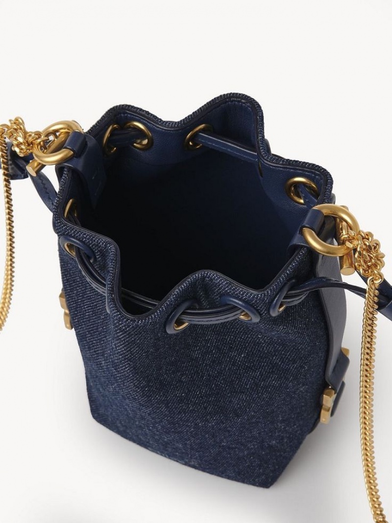 Denim Chloe Marcie Micro Bucket Crossbody Bags | CHE-SR13612