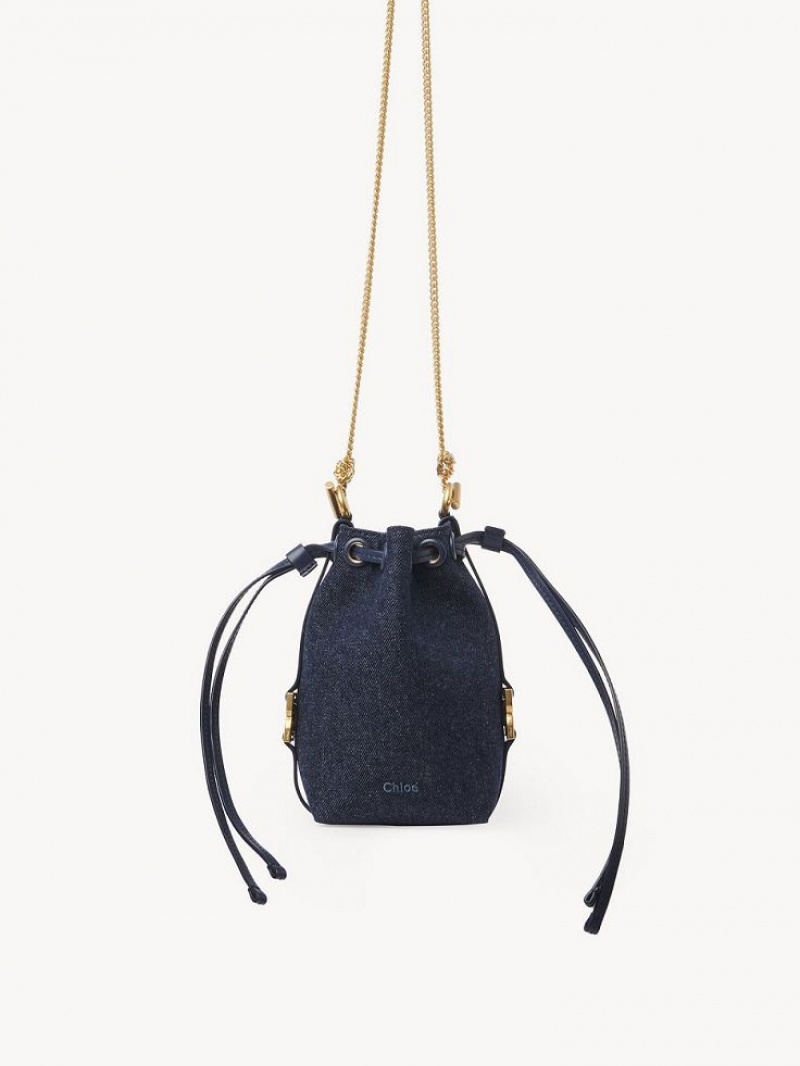 Denim Chloe Marcie Micro Bucket Crossbody Bags | CHE-SR13612