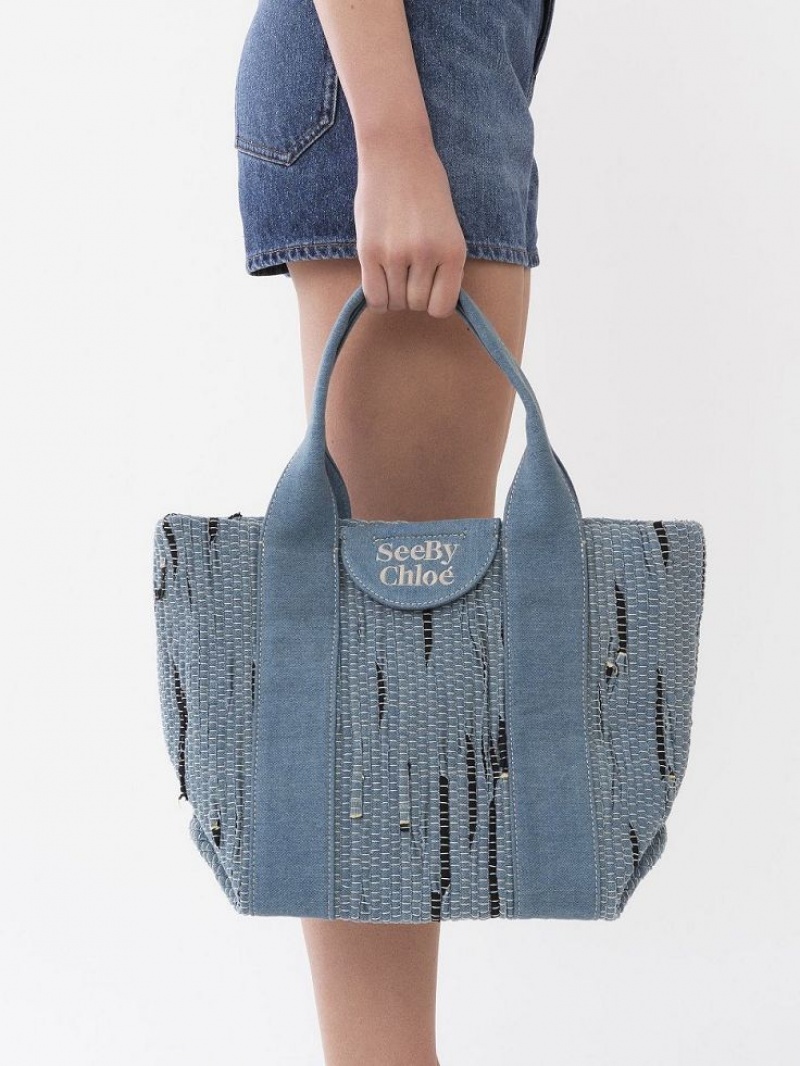 Denim Chloe Small Laetizia Tote Bags | CHE-SR14709