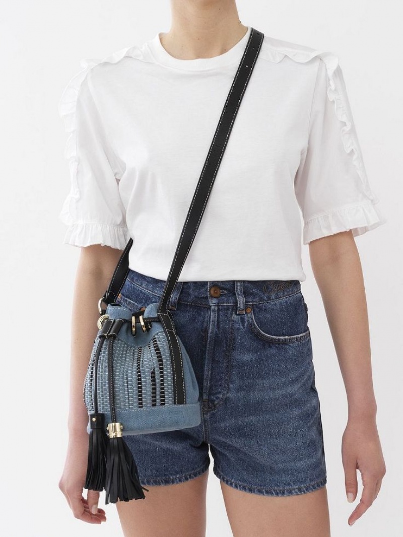 Denim Chloe Vicki Small Bucket Shoulder Bags | CHE-SR14642