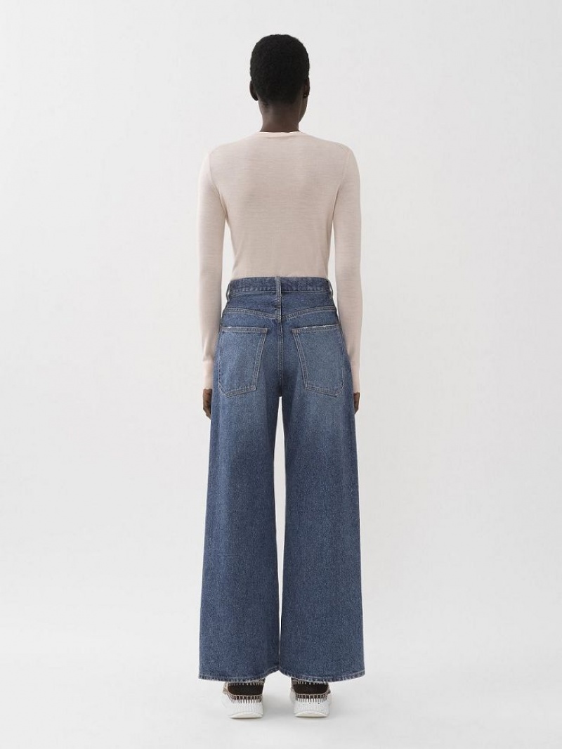 Dusky Blue Chloe Stromboli Wide Cropped Jeans | CHE-SR14011