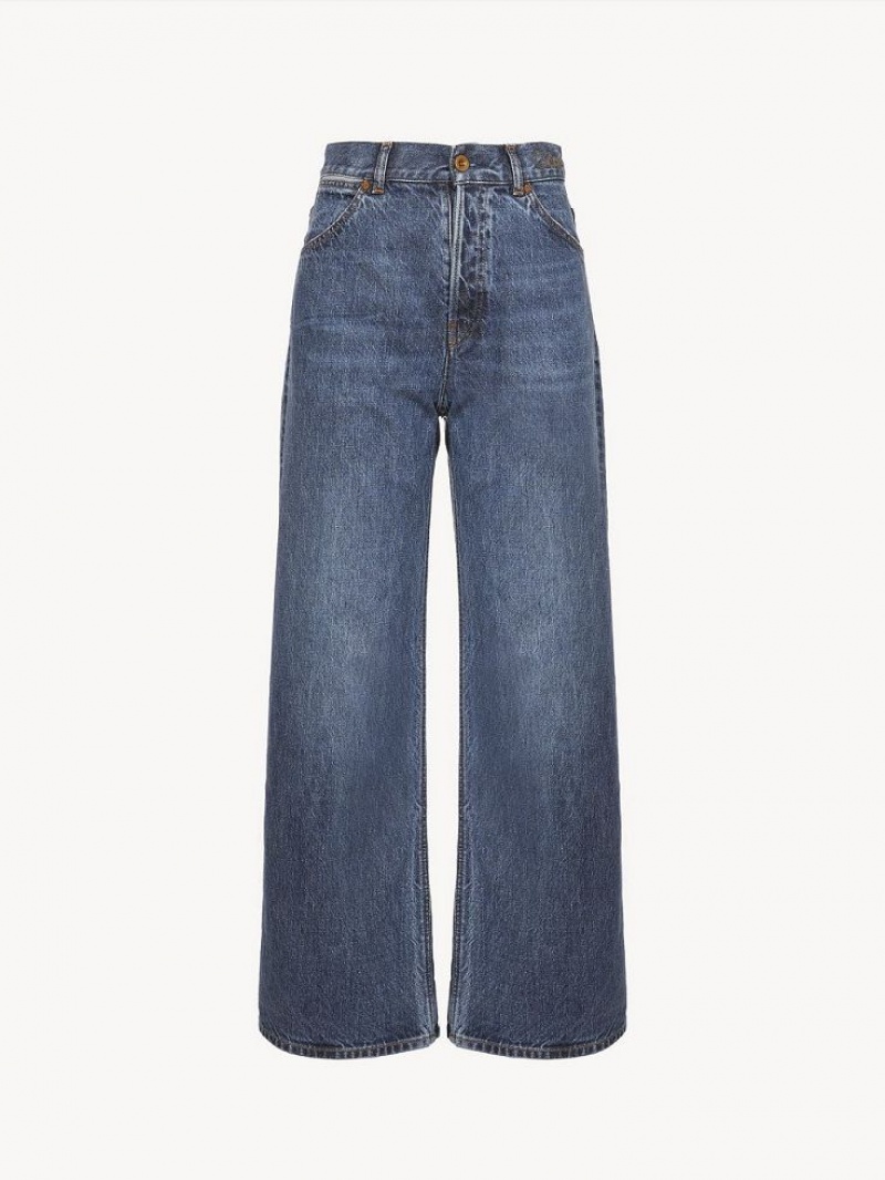 Dusky Blue Chloe Stromboli Wide Cropped Jeans | CHE-SR14011