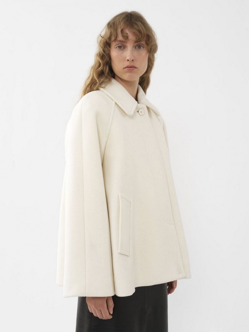 Eden White Chloe Short Cape Coats | CHE-SR13799