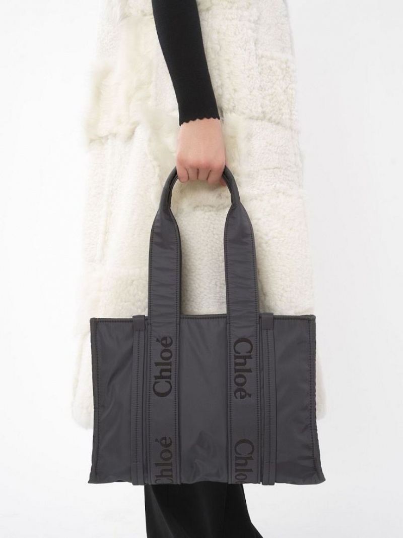 Elephant Grey Chloe Medium Woody Shoulder Bags | CHE-SR13427