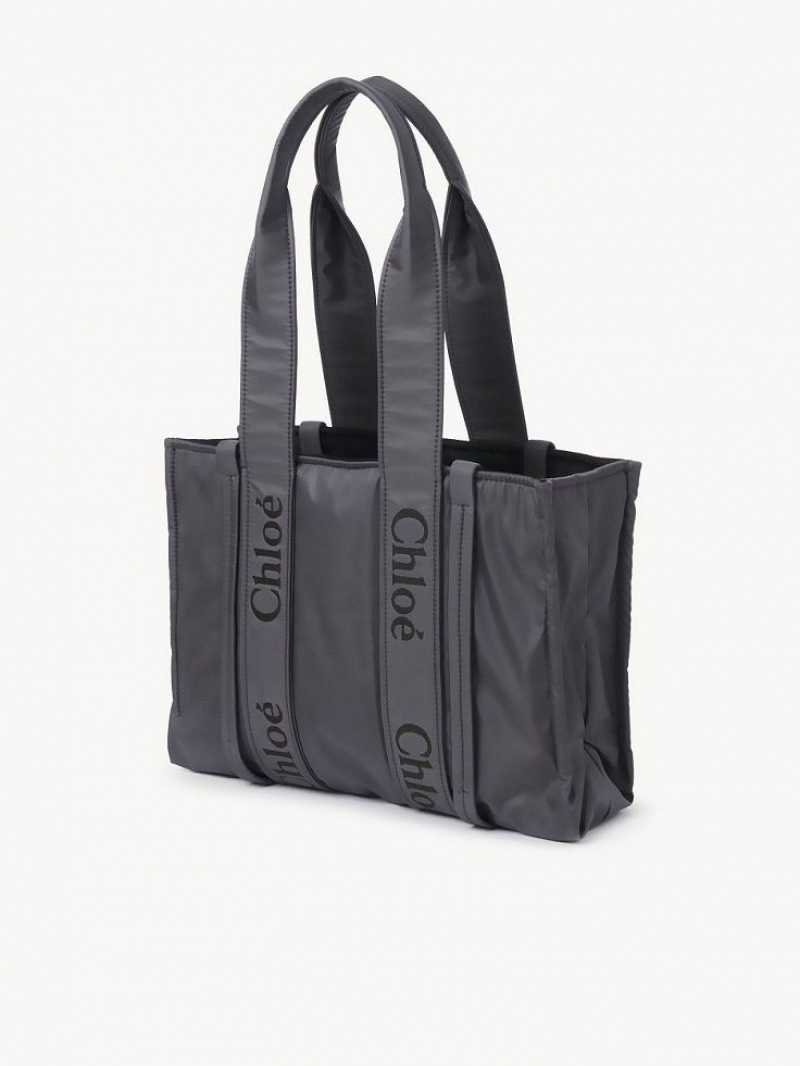 Elephant Grey Chloe Medium Woody Tote Bags | CHE-SR13350