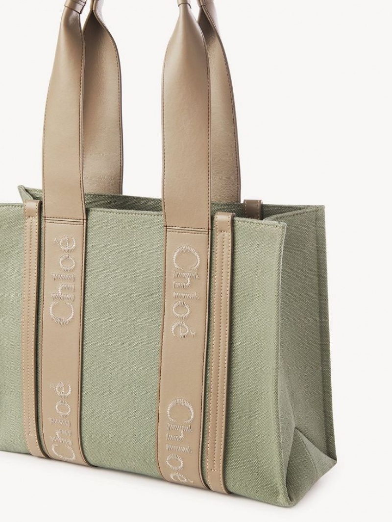 FADED GREEN Chloe Medium Woody Tote Bags | CHE-SR13314