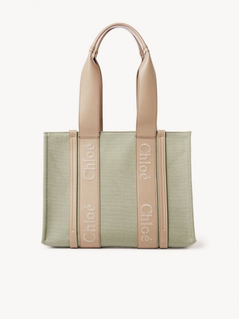 FADED GREEN Chloe Medium Woody Tote Bags | CHE-SR13314