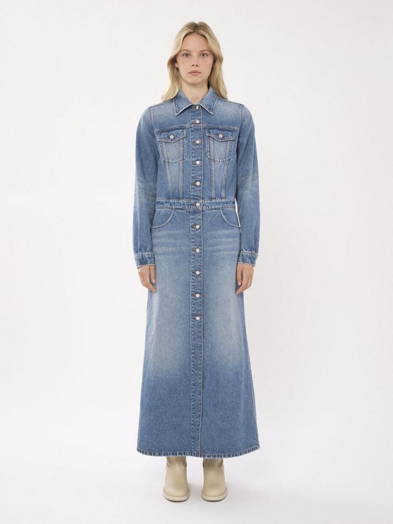 FOGGY BLUE Chloe Long Shirt Dresses | CHE-SR13866