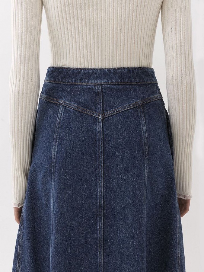 Faded Denim Chloe Flared Mid-length Skirts | CHE-SR14085