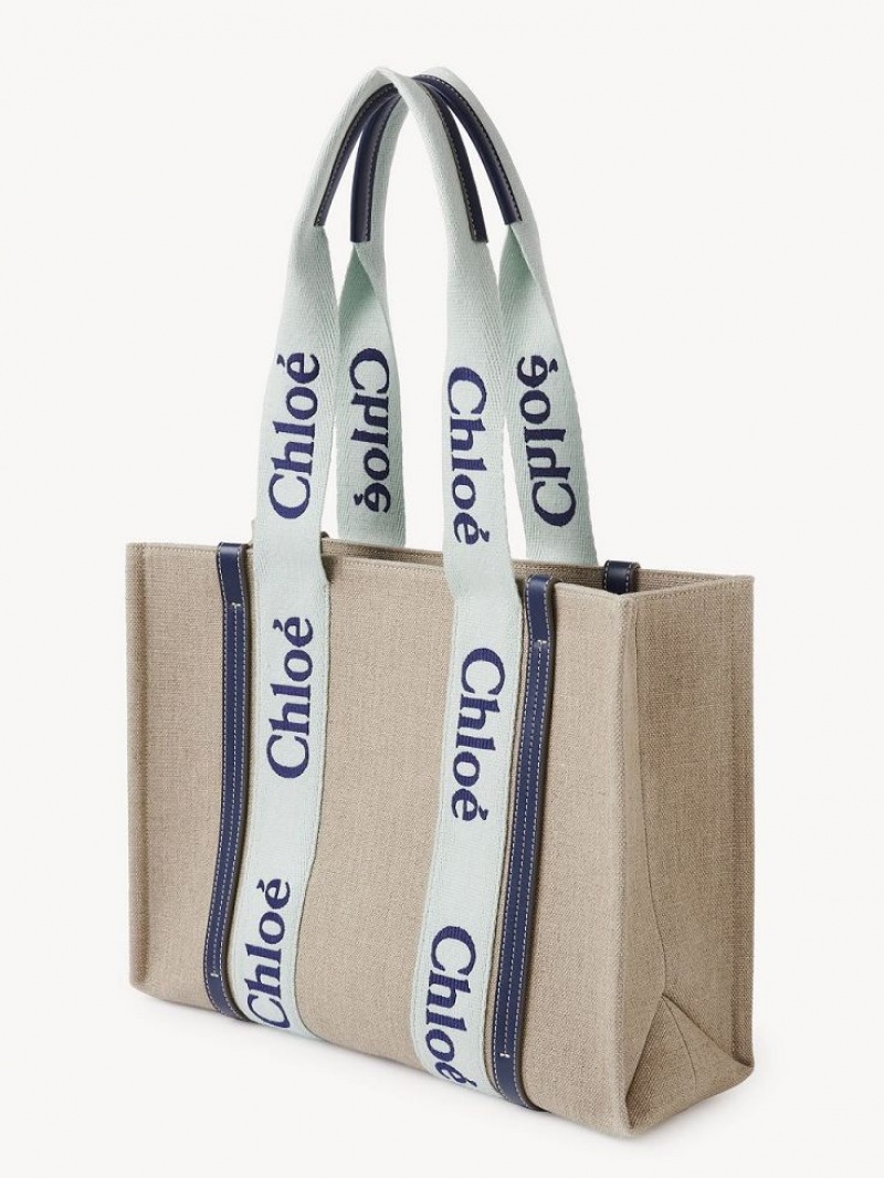 GREEN - BLUE 1 Chloe Medium Woody Tote Bags | CHE-SR13365