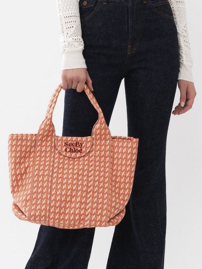 HAPPY ORANGE Chloe Small Laetizia Tote Bags | CHE-SR14702