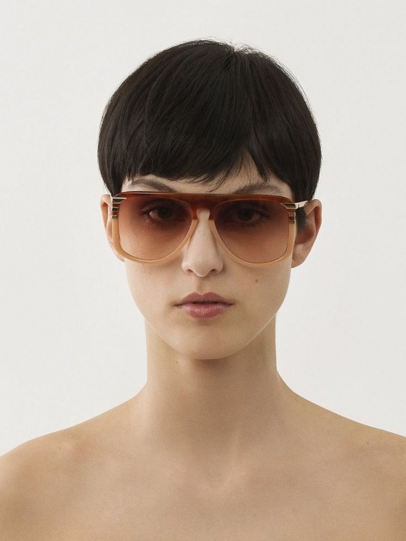 HAVANA/PEACH Chloe West Small Sunglasses | CHE-SR14522