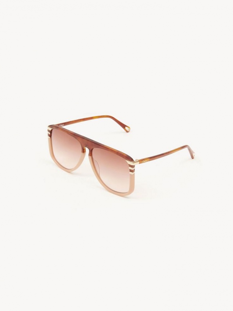 HAVANA/PEACH Chloe West Sunglasses | CHE-SR14548