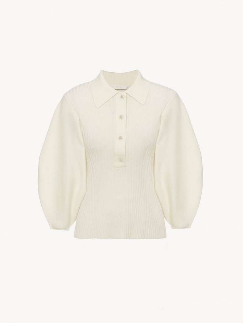 Iconic Milk Chloe Balloon-sleeve Polo Knitwear | CHE-SR13965