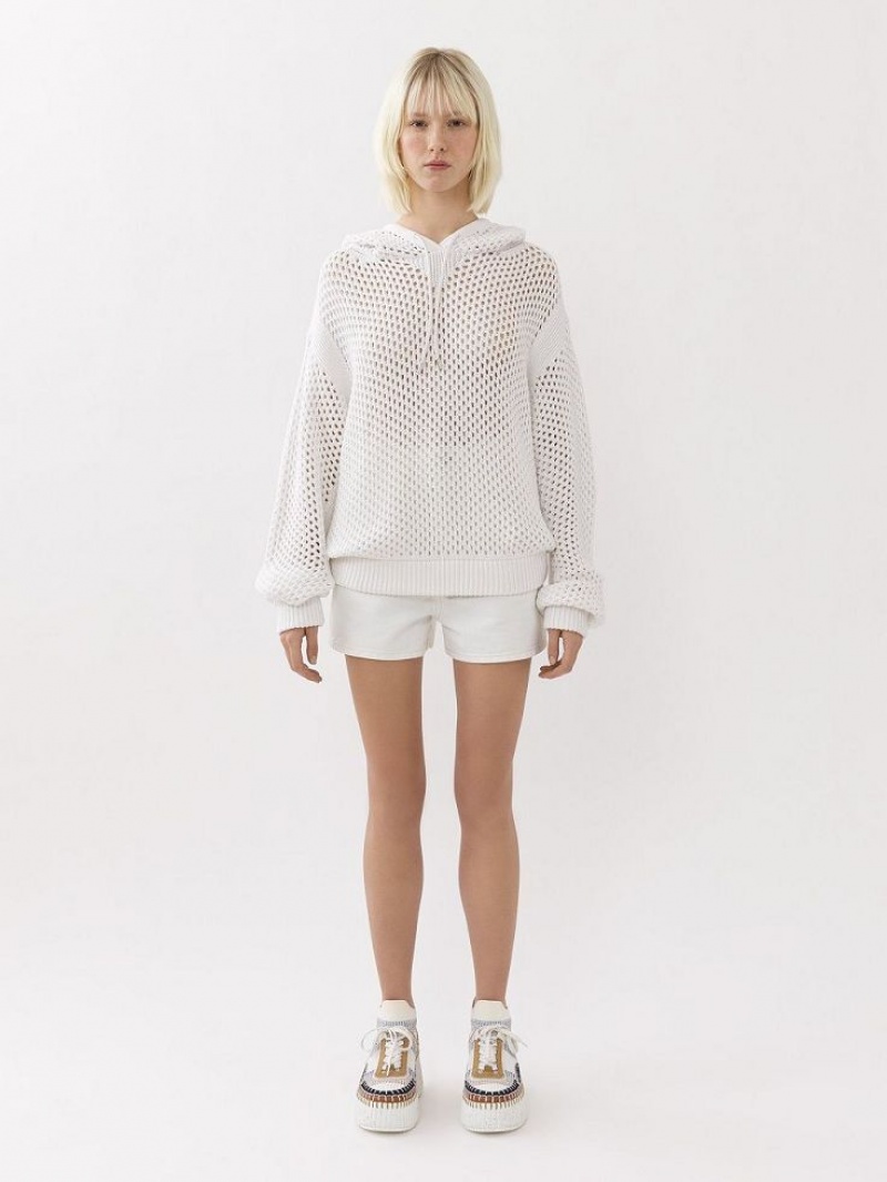 Iconic Milk Chloe Crochet Hoodie Knitwear | CHE-SR13935