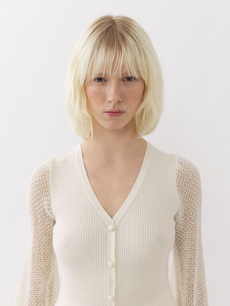 LOVELY WHITE Chloe Fitted Cardigan Knitwear | CHE-SR13941