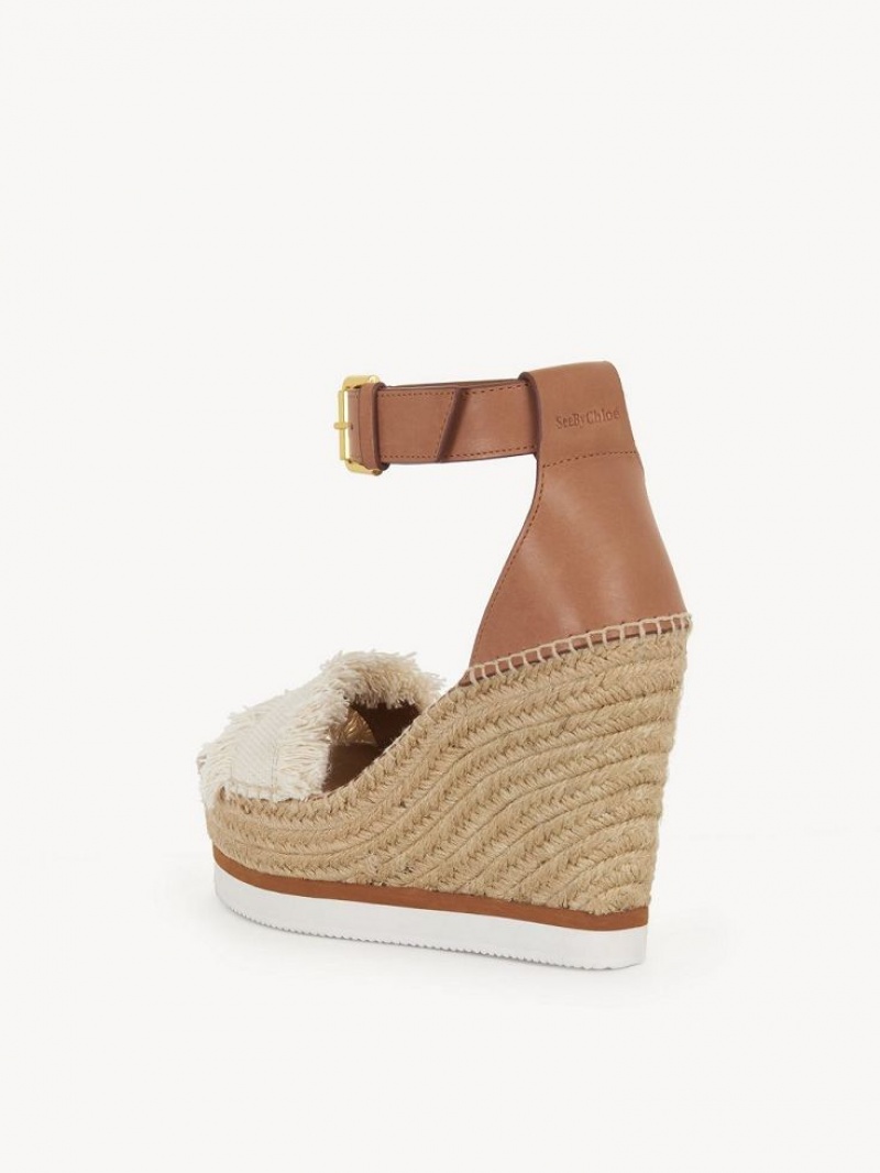 Latte Chloe Glyn Fringed Espadrille Wedge | CHE-SR14804