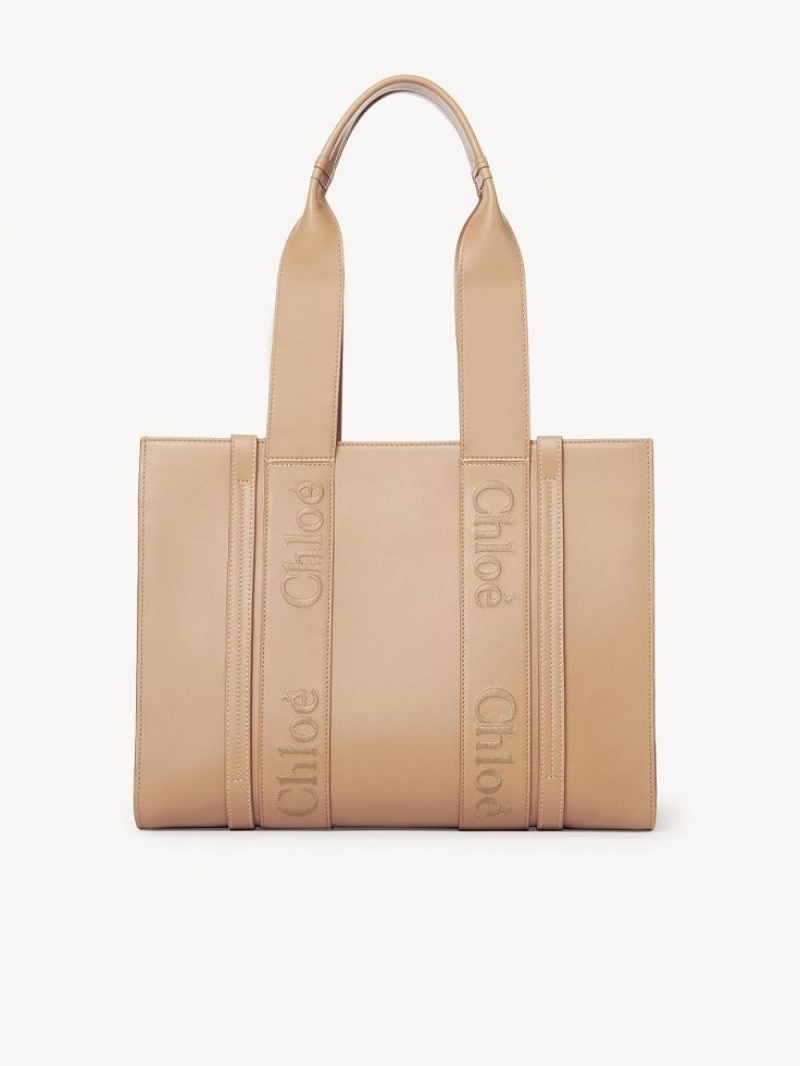 Light Tan Chloe Medium Woody Tote Bags | CHE-SR13353