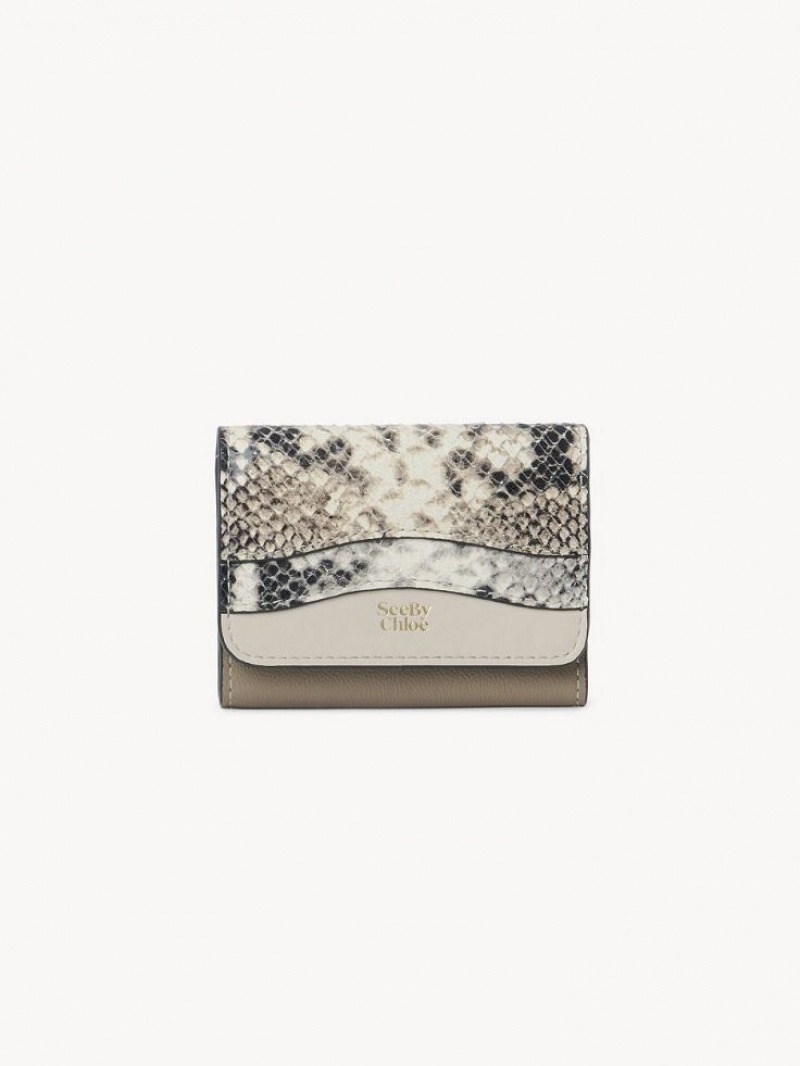 Motty Grey Chloe Layers Medium Tri-fold Compact Wallets | CHE-SR14898