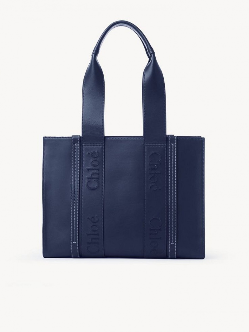 Night Blue Chloe Medium Woody Shoulder Bags | CHE-SR13432