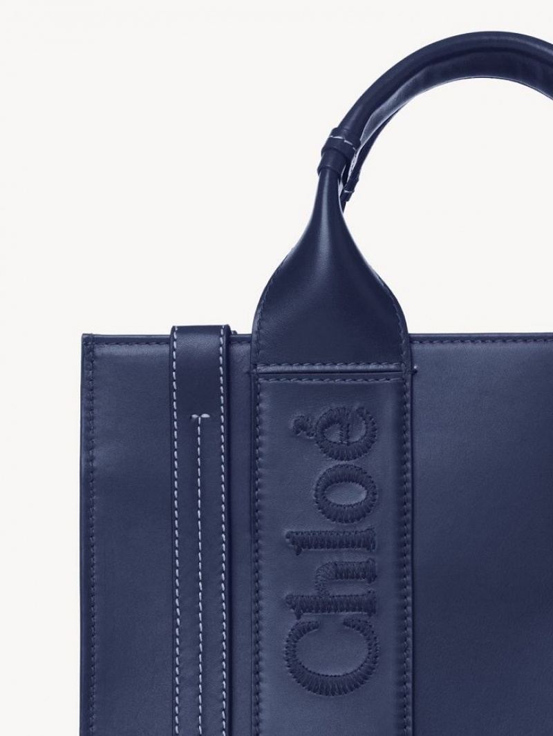 Night Blue Chloe Small Woody Tote Bags | CHE-SR13376