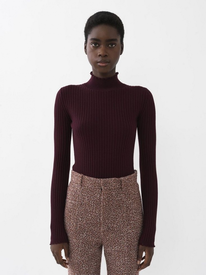 Obscure Purple Chloe Fitted High-neck Knitwear | CHE-SR13961