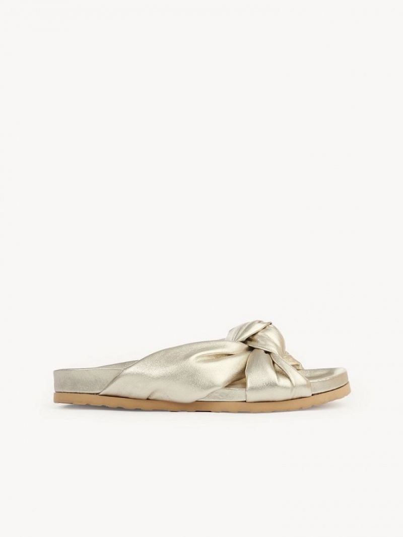 PALE GOLD Chloe Spender Slide Flats | CHE-SR14810