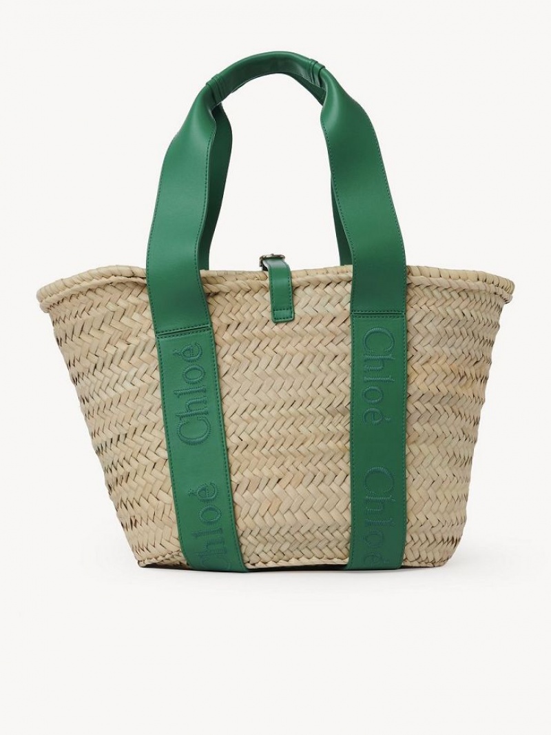 POP GREEN Chloe Sense Medium Basket Tote Bags | CHE-SR13297