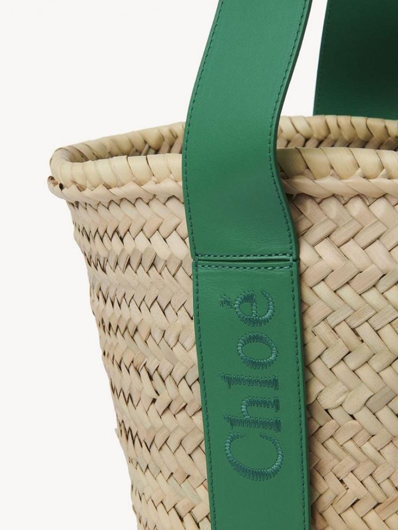 POP GREEN Chloe Sense Medium Basket Tote Bags | CHE-SR13297