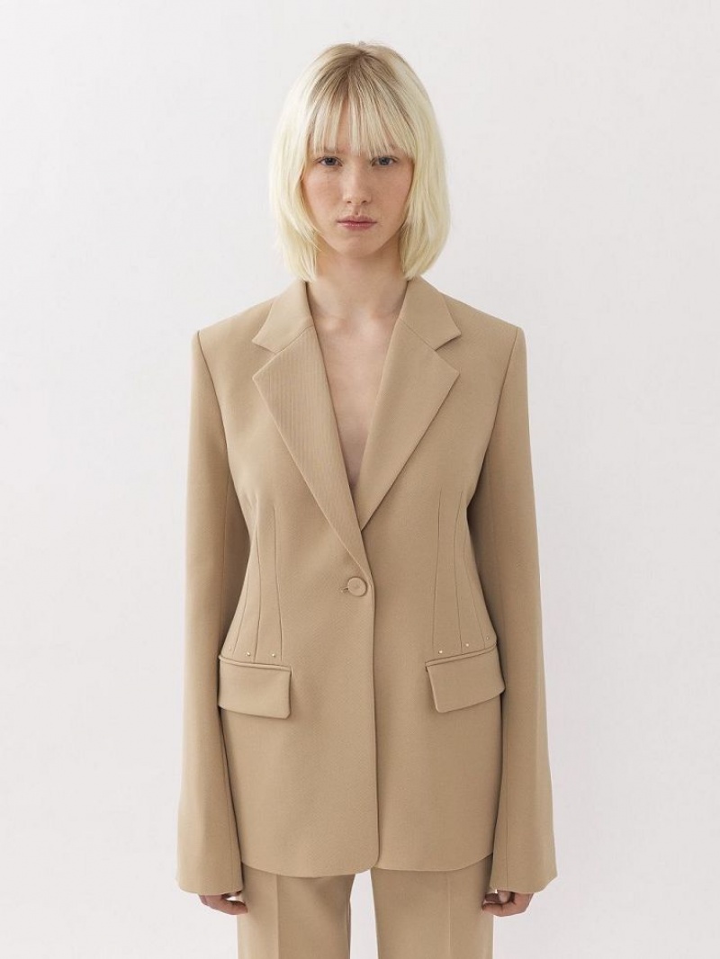 Pearl Beige Chloe Bell-shaped Jackets | CHE-SR13812