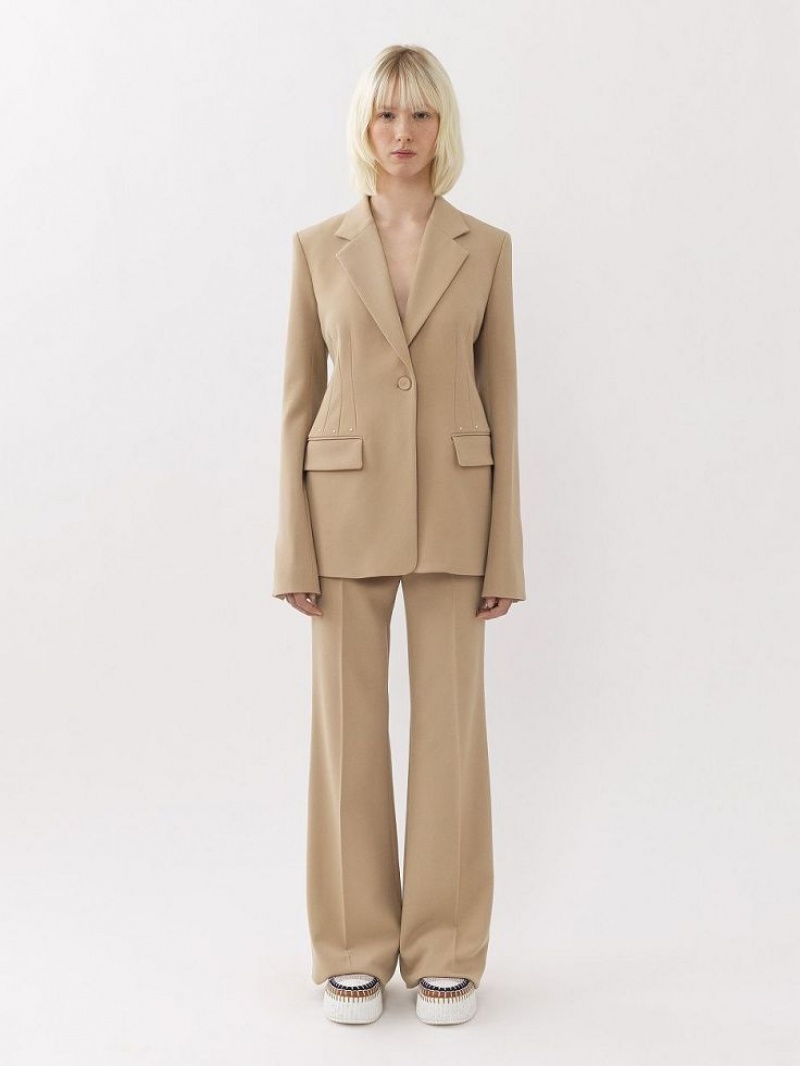 Pearl Beige Chloe Bell-shaped Jackets | CHE-SR13812