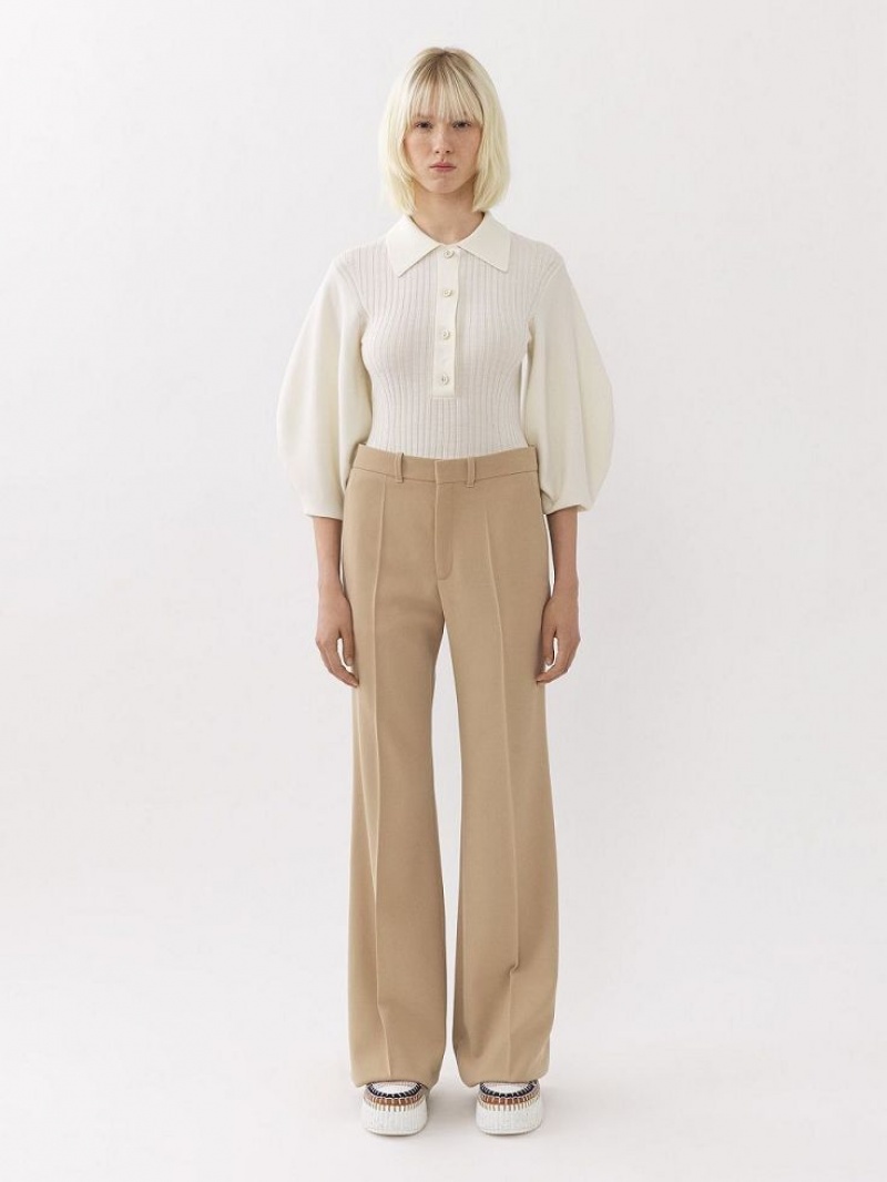 Pearl Beige Chloe Flared Pants | CHE-SR14024