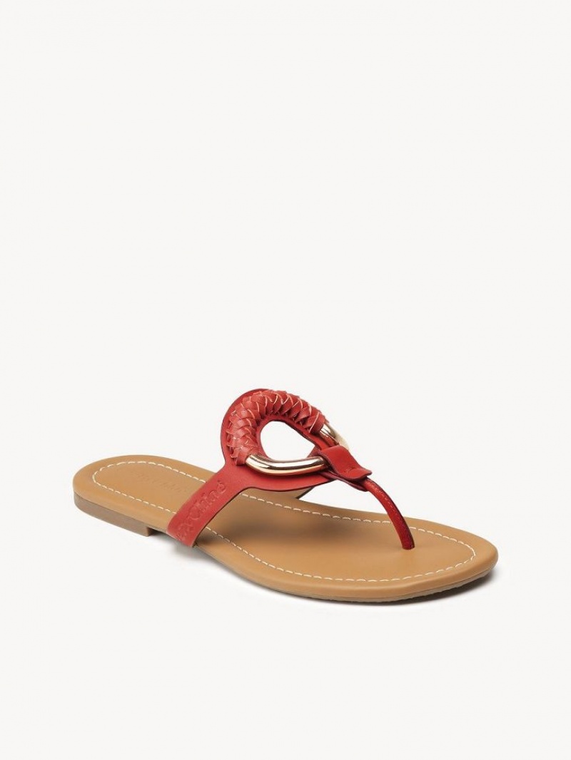 RED 301 Chloe Hana Flip-flop Flats | CHE-SR14817