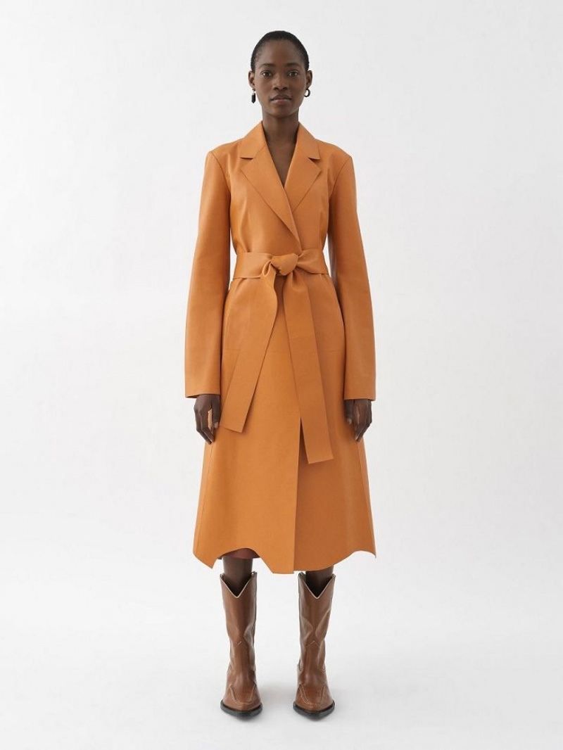 SUNSET ORANGE Chloe Generous Wrap Coats | CHE-SR13785