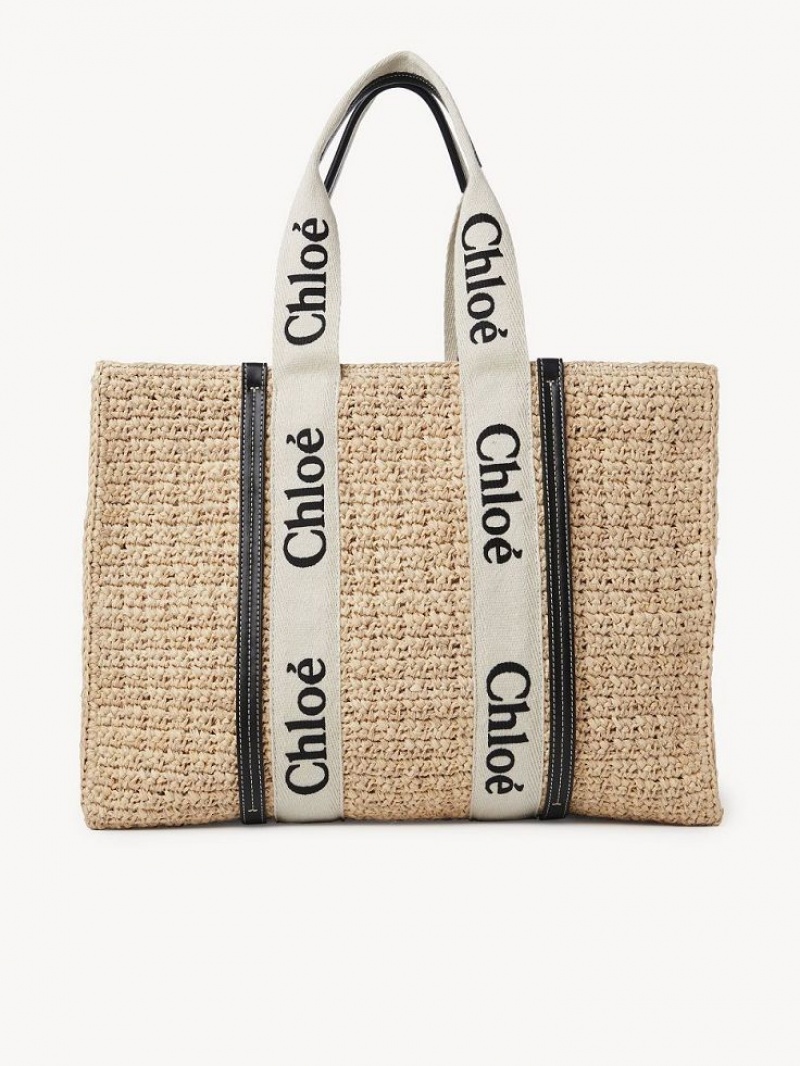 Sand Chloe Large Woody Tote Bags | CHE-SR13367