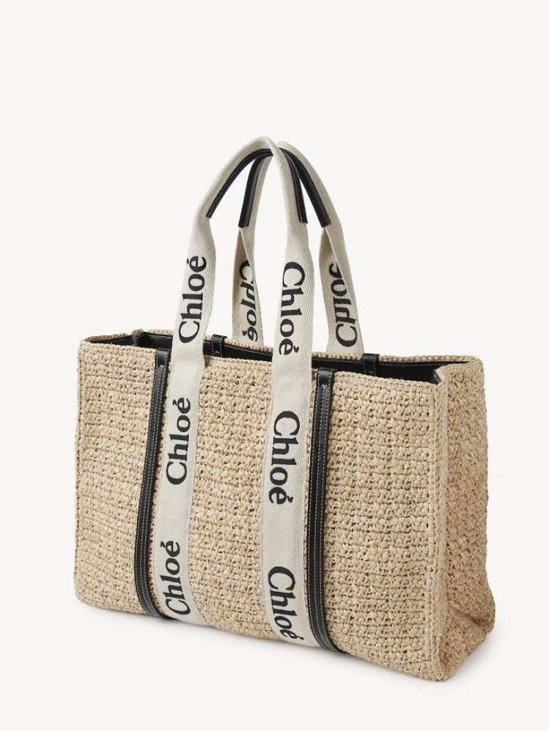 Sand Chloe Large Woody Tote Bags | CHE-SR13367