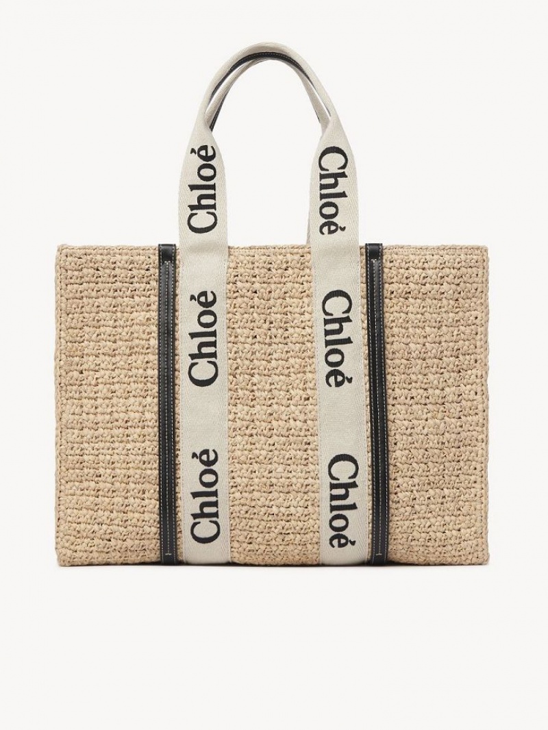 Sand Chloe Large Woody Tote Bags | CHE-SR13367