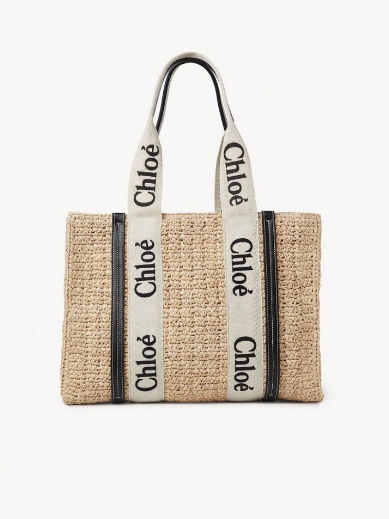 Sand Chloe Medium Woody Tote Bags | CHE-SR13368