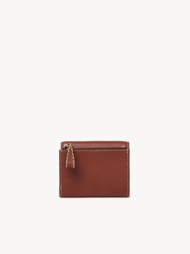 Sepia Brown Chloe Edith Small Tri-fold Compact Wallets | CHE-SR14278